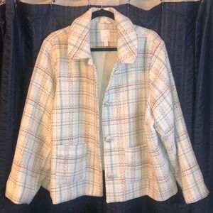 Vero Moda Cream and Blue Plaid Blazer